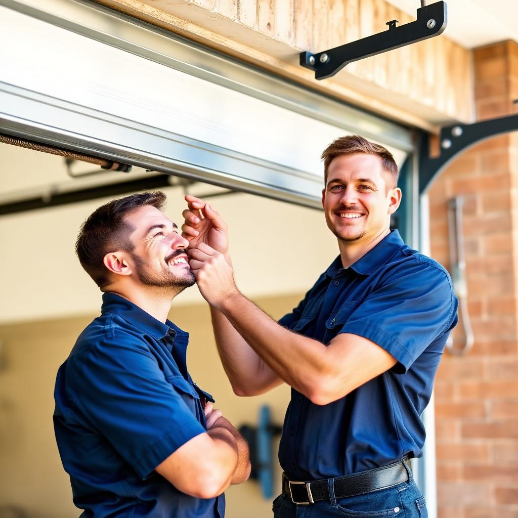 Morris Garage Doors technician inspecting garage door springs